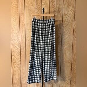 Black and White Plaid Wide-Leg Pants
